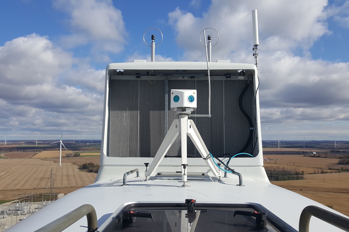 LiDAR equipment on nacelle of wind turbine